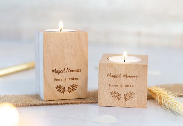 Houten Kaarshouders - Set van 2