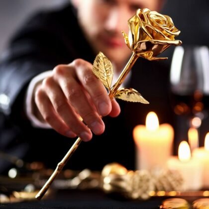 Gouden Roos Met Luxe Cadeauverpakking