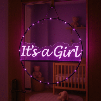 Raam- Deur cirkel it&apos;s a girl verlicht