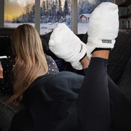 Magnetron Sloffen Deluxe - Wit - Snel en Makkelijk Opgewarmde Pantoffels - One Size Fits All - Luxe Uitvoering - Lavendel Lijnzaad - Hot Feet Sloffen