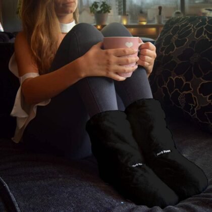 Magnetron Sloffen Zwart - Warme Voeten in de Winter - One Size Fits All - Verwarm in de magnetron - Comfortabele Huissokken